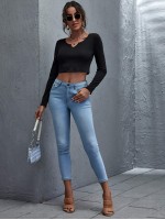 Notch Neck Crop Tee