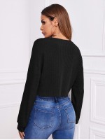 Notch Neck Drop Shoulder Crop Tee