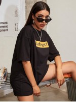 Letter Graphic Drop Shoulder Oversized Tee