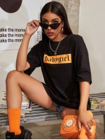 Letter Graphic Drop Shoulder Oversized Tee