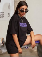 Letter Graphic Drop Shoulder Oversized Tee