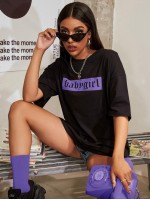 Letter Graphic Drop Shoulder Oversized Tee