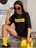 Letter Graphic Drop Shoulder Oversized Tee