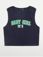 Ribbed Baby Girl Graphic Tank Top