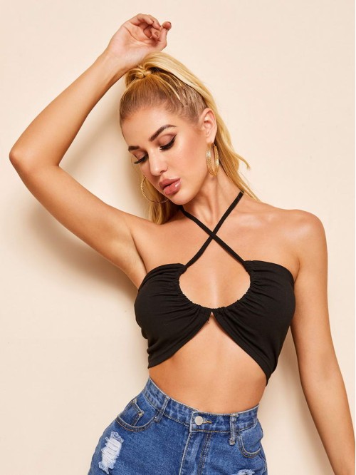 Crop Criss Cross Halter Top