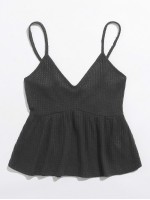 Ruffle Hem Waffle Knit Cami Top