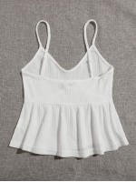 Ruffle Hem Waffle Knit Cami Top