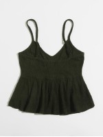 Ruffle Hem Waffle Knit Cami Top