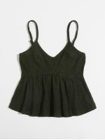 Ruffle Hem Waffle Knit Cami Top