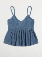 Ruffle Hem Waffle Knit Cami Top