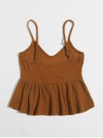 Ruffle Hem Waffle Knit Cami Top