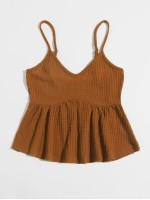 Ruffle Hem Waffle Knit Cami Top