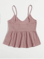 Ruffle Hem Waffle Knit Cami Top