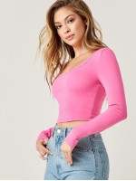 Scoop Neck Solid Crop Tee