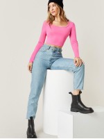 Scoop Neck Solid Crop Tee