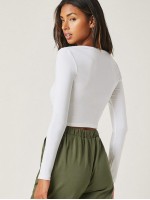 Scoop Neck Solid Crop Tee