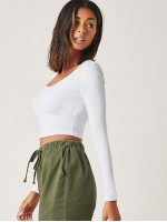 Scoop Neck Solid Crop Tee