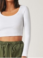 Scoop Neck Solid Crop Tee