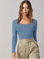 Scoop Neck Solid Crop Tee