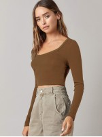 Scoop Neck Solid Crop Tee