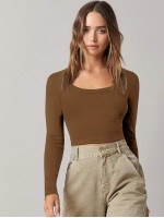 Scoop Neck Solid Crop Tee