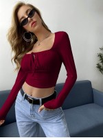 Ruched Self-Tie Bodice Crop Top