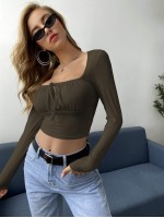 Ruched Self-Tie Bodice Crop Top