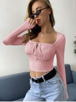 Ruched Self-Tie Bodice Crop Top