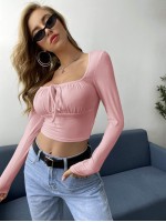 Ruched Self-Tie Bodice Crop Top