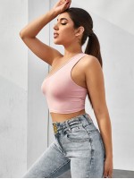 One Shoulder Lace Up Backless Top